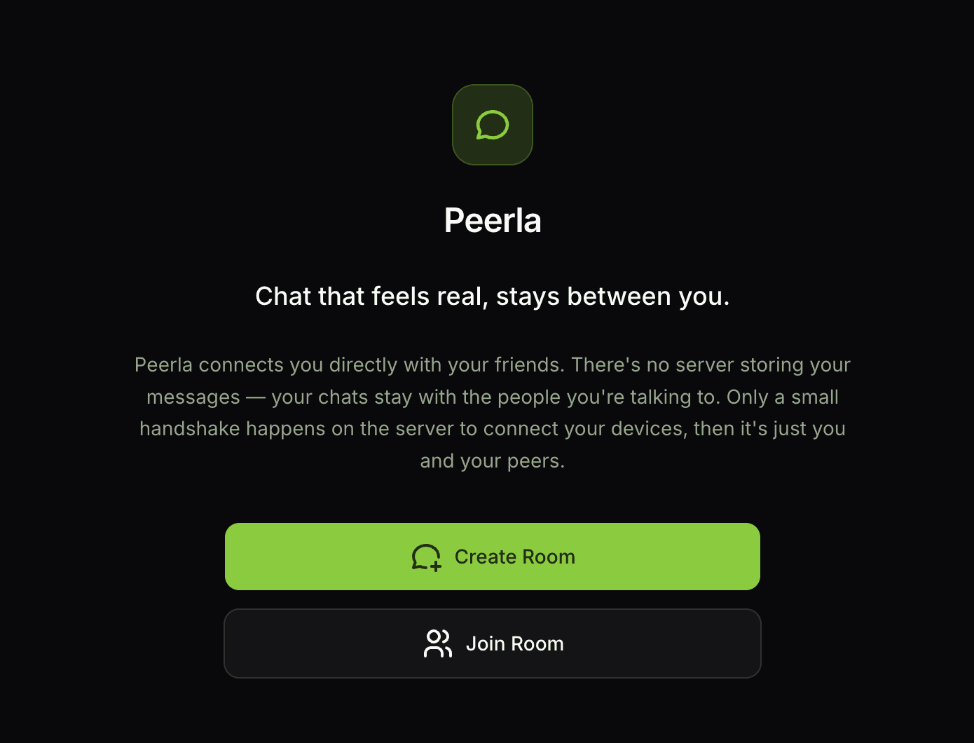 Landing page with Create Room and Join Room buttons