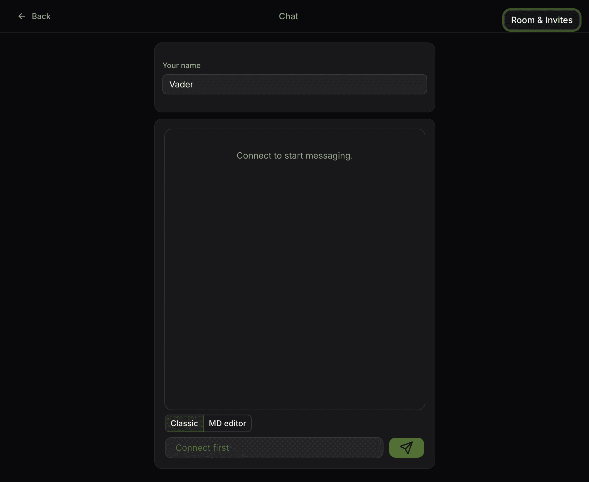Host room view with Room & Invites button visible
